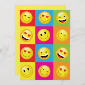 Cute Kids Emoji Party Happy Face Emoticon Invitation (Front/Back)