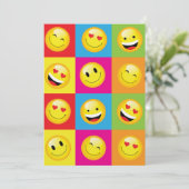 Cute Kids Emoji Party Happy Face Emoticon Invitation (Standing Front)