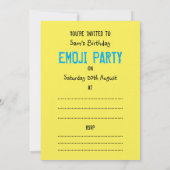 Cute Kids Emoji Party Happy Face Emoticon Invitation (Back)