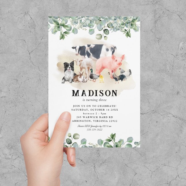 Cute Kids Farm Animals Birthday Invitation (Creator Uploaded)