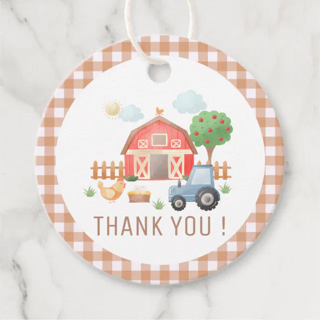 Cute Kids Farm Animals Birthday Thank You Favor Tags | Zazzle