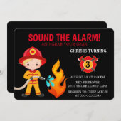 Cute Kids Firefighter Invitation (Front/Back)