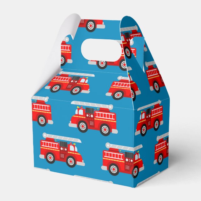 Cute kids firetruck pattern party favor boxes (Front Side)