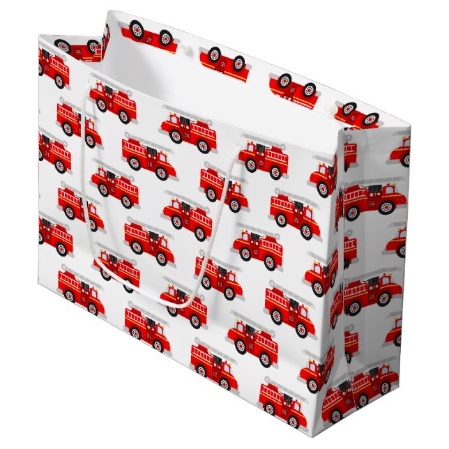 Cute kids firetruck pattern party large gift bag (Front Angled)