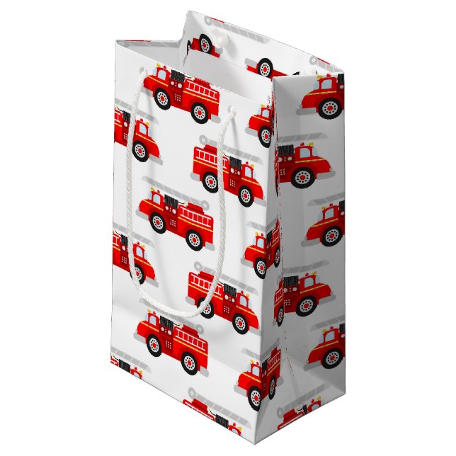 Cute kids firetruck pattern party small gift bag (Front Angled)