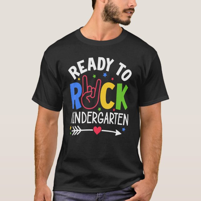 Cute Kids First Day Of School Ready To Rock Kinder T-Shirt (Front)