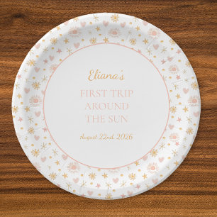 Cute Kids "First Trip Around the Sun" Birthday Paper Plates