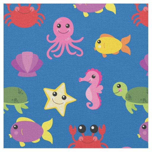 Cute Kids Fish Baby Nursery Aquarium Ocean Fabric
