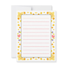 Cute Kids Flat Note Card – Colorful Stars & Hearts