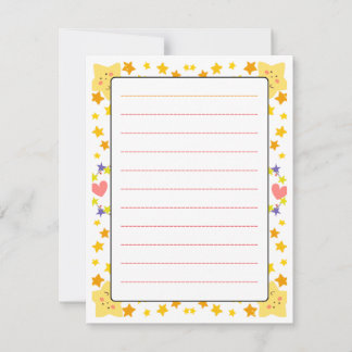 Cute Kids Flat Note Card – Colorful Stars & Hearts