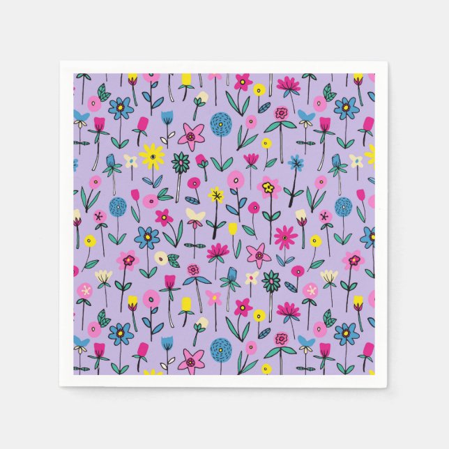 Cute Kids Floral Pattern Napkins (Front)