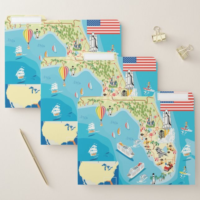 Cute Kids Florida Map File Folder (Set)