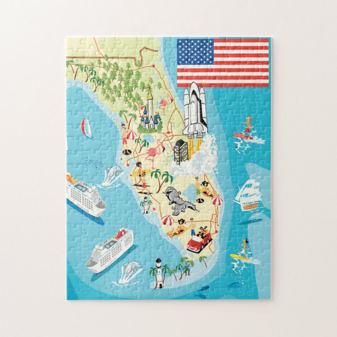 Cute Kids Florida Map Jigsaw Puzzle | Zazzle