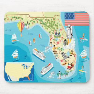 Cute Kids Florida Map Mouse Pad