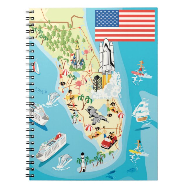 Cute Kids Florida Map Notebook (Front)