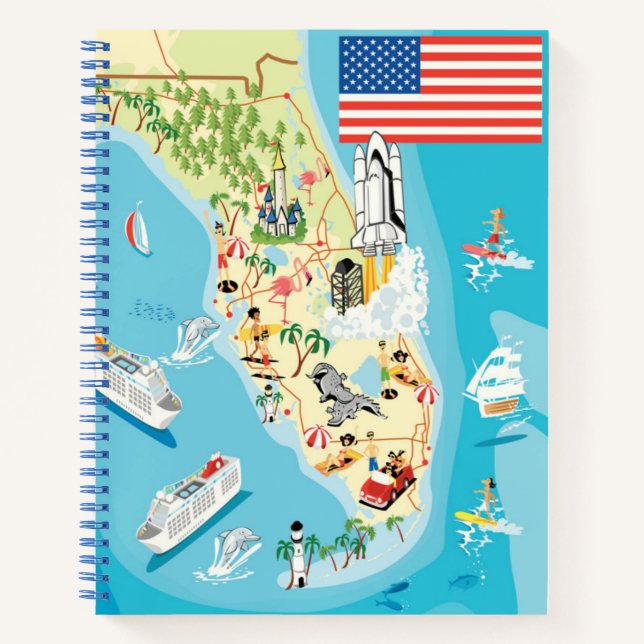 Cute Kids Florida Map Notebook (Front)