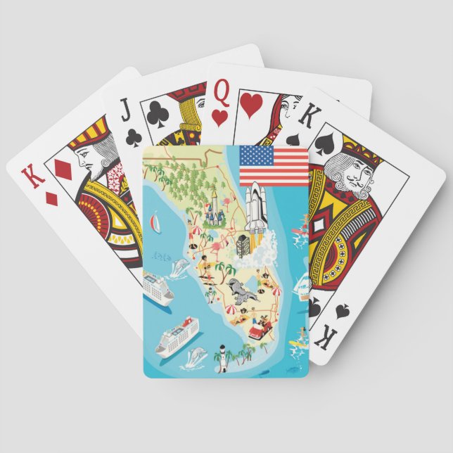 Cute Kids Florida Map Poker Cards (Back)