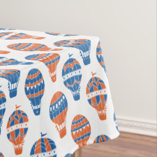 Cute Kids Flying Hot Air Balloons Steampunk Tablecloth