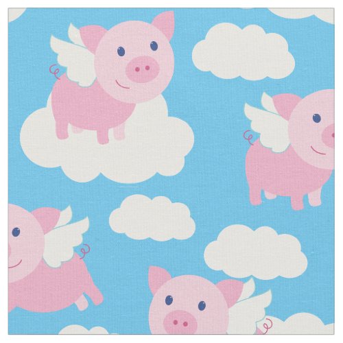 Cute Kids Flying Pigs Baby Nursery Piggy Fabric