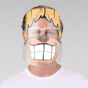 Cute Kids Giant Cartoon Smile Shaggy Hair Face Shield