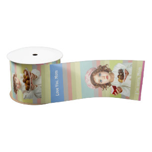 Cute kids gourmet chocolates striped custom text satin ribbon