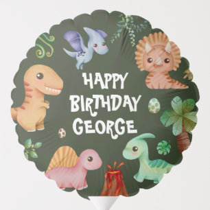 Cute Kids Green Dino Birthday Party Balloon