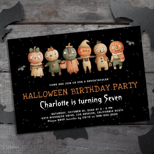 Cute Kids Halloween Birthday Invitation