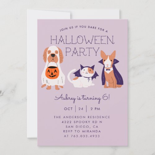 Cute Kids Halloween Birthday Party Invitation