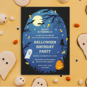 Cute Kids Halloween Birthday Party Invitations