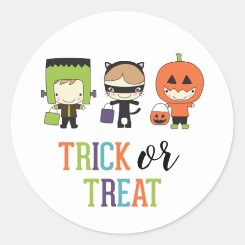 Cute kids Halloween Birthday Trick or Treat Party Classic Round Sticker