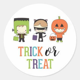Cute kids Halloween Birthday Trick or Treat Party Classic Round Sticker