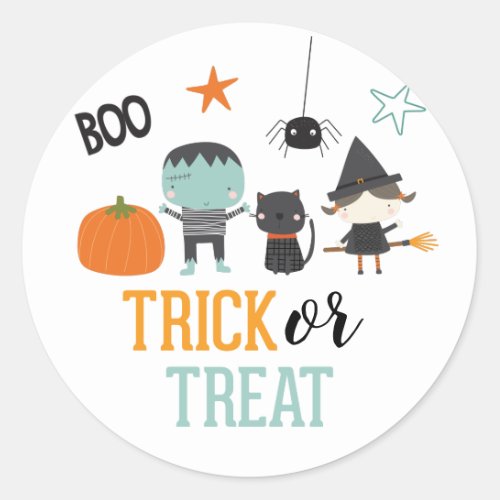 Cute kids Halloween Birthday Trick or Treat Party Classic Round Sticker