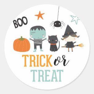 Cute kids Halloween Birthday Trick or Treat Party Classic Round Sticker