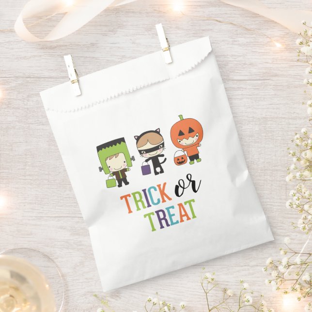 Cute kids Halloween Birthday Trick or Treat Party  Favor Bag (Clipped)