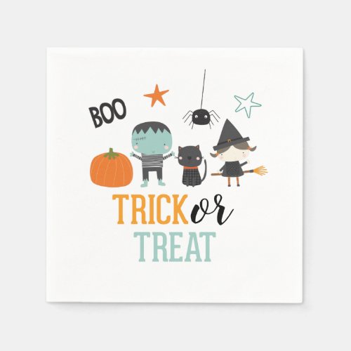 Cute kids Halloween Birthday Trick or Treat Party Napkins