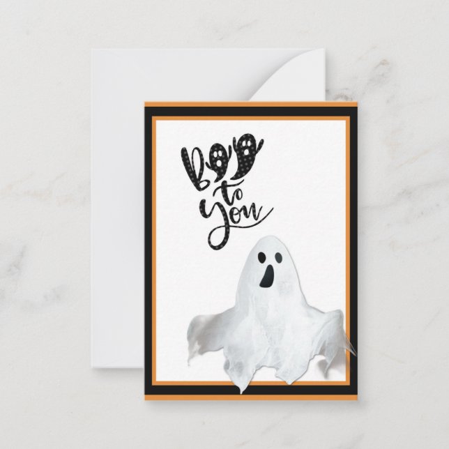 Cute Kids Halloween Boo to You Ghost Note Card (Front)