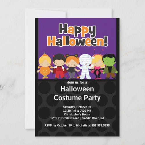 Cute Kids Halloween Costume Party Invitation