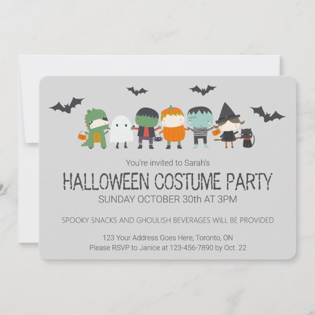 Cute Kid's Halloween Costume Party Invitation (Front)
