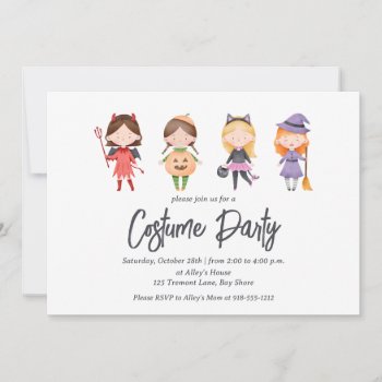 Cute Kids Halloween Costume Party Invitation by NoteworthyPrintables at Zazzle