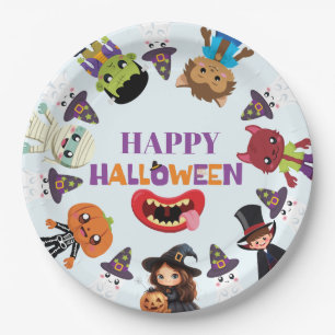 Cute Kids Halloween Costume Party Paper Plates