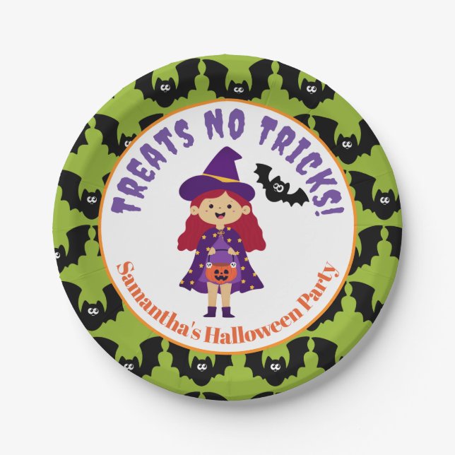 Cute Kids Halloween Costume Party Paper Plates (Front)