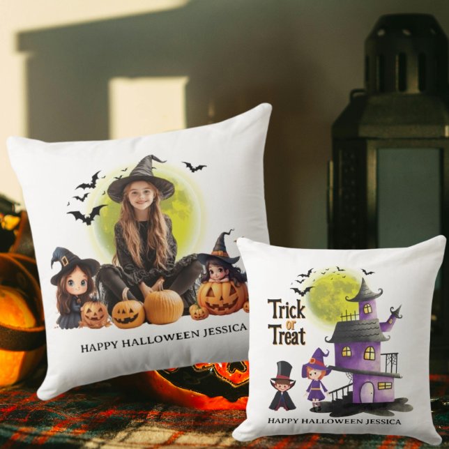 Cute Kids Halloween Costume Party Throw Pillow (Creator Uploaded)