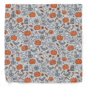 Cute Kids Halloween Doodle Pattern Bandana
