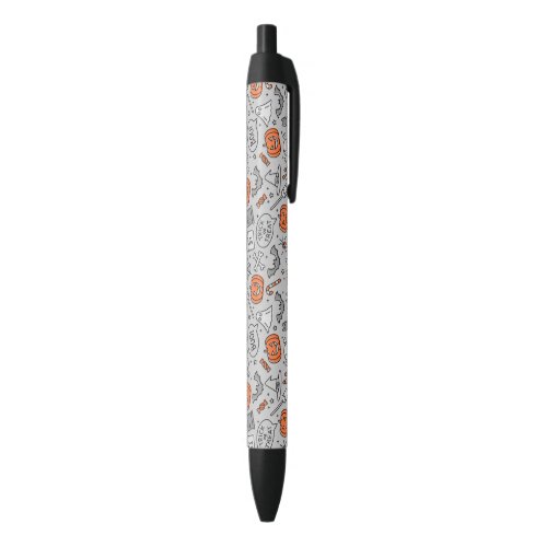 Cute Kids Halloween Doodle Pattern Black Ink Pen