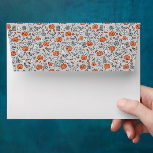 Cute Kids Halloween Doodle Pattern Envelope