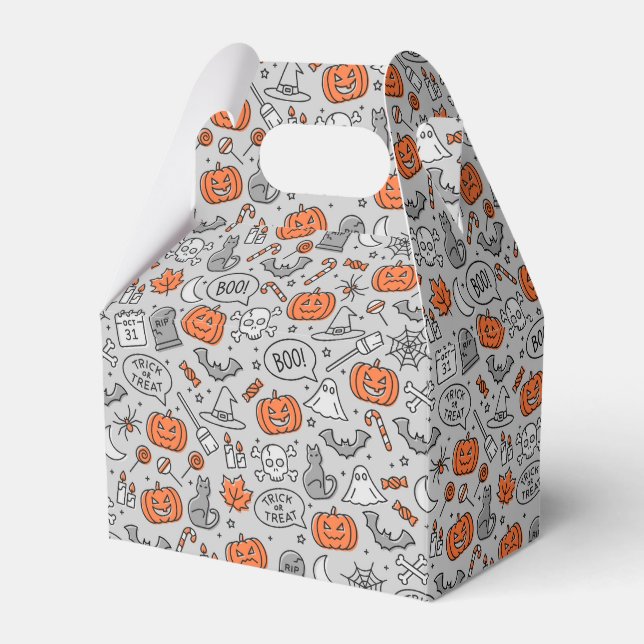 Cute Kids Halloween Doodle Pattern Favor Boxes (Front Side)