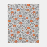 Cute Kids Halloween Doodle Pattern Fleece Blanket