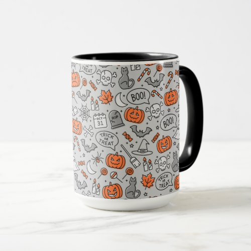 Cute Kids Halloween Doodle Pattern Mug