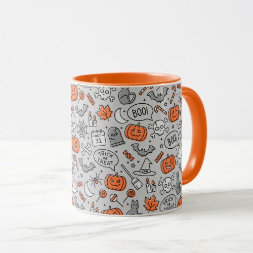 Cute Kids Halloween Doodle Pattern Mug