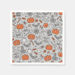 Cute Kids Halloween Doodle Pattern Napkins